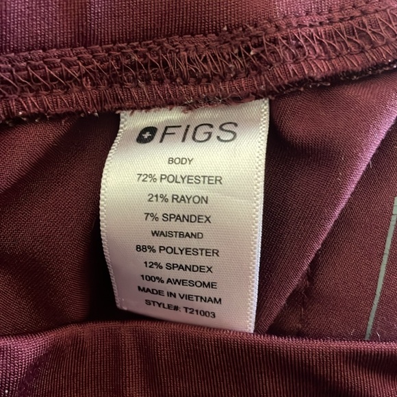 Figs Livingston Basic Scrub Pants Burgundy M - Picture 6 of 7
